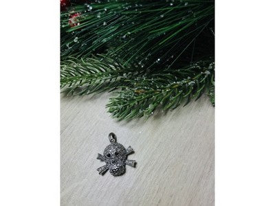 925 Sterling Silver CZ Skull Pendant
