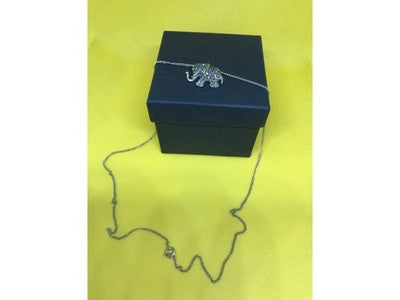 925 Sterling Silver CZ Elephant Chain With Pendant