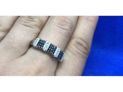 925 Sterling Silver Black Spinel Ring Size 8