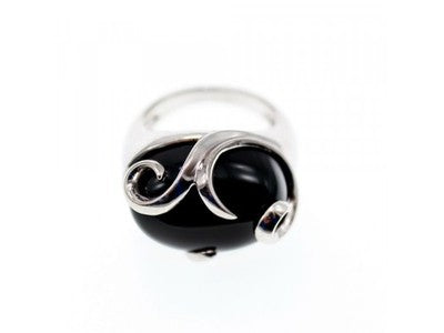 925 Sterling Silver Onyx Ring Size 6