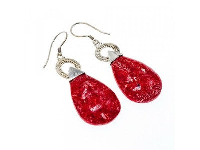 Vintage 925 Sterling Silver Red Jasper Earrings