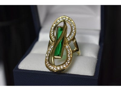 925 Sterling Silver Alpanite & CZ Ring Size 8 Turkey