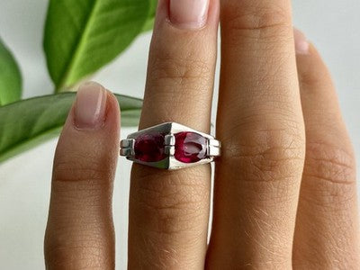 925 Sterling Silver Pink Spinel Ring Size 5.5