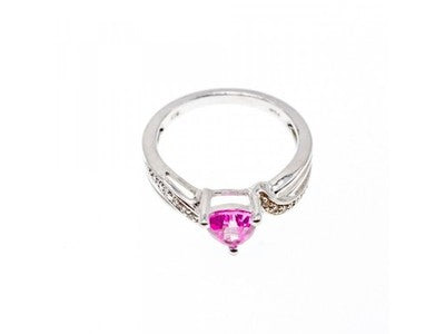 925 Sterling Silver Pink Spinel & CZ Ring Size 7