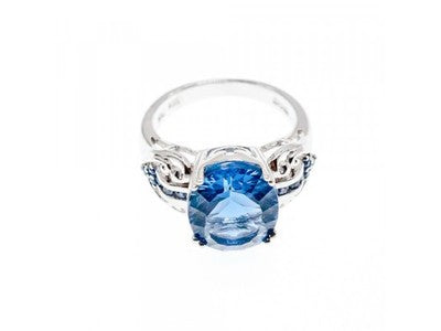 925 Sterling Silver Aquamarine & Iolite Ring Size 6.5