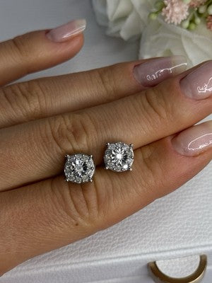 925 Sterling Silver Beryl Stud Earrings Length 0.35 Inch