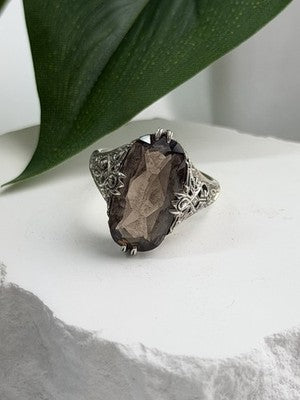 925 Sterling Silver Brown Tourmaline Ring Size 7