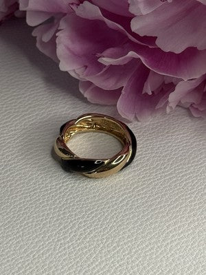 925 Sterling Silver Gold Plated Onyx Ring Size 8