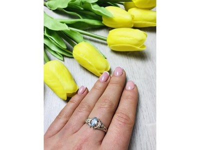925 Sterling Silver Topaz Ring Size 8.5