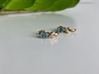925 Sterling Silver Gold Plated Topaz Stud Earrings