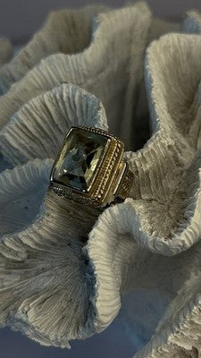 Vintage Style 925 Sterling Silver Quartz Stone Ring Size 6