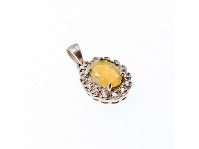 925 Sterling Silver Opal & CZ Pendant