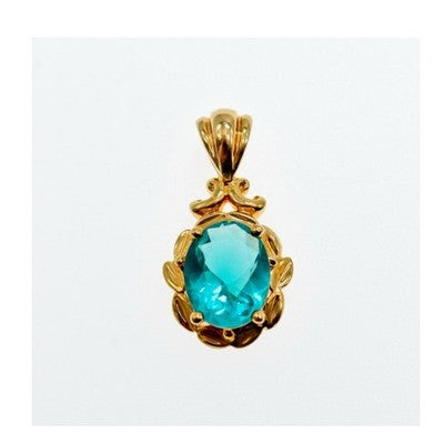 925 Sterling Silver Gold Plated Aquamarine "Ocean" Pendant