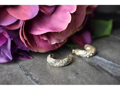 925 Sterling Silver CZ & Marcasites Stud Earrings