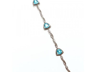 925 Sterling Silver Blue Topaz Bracelet Size 7 IN
