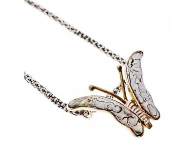 925 Sterling Silver Gold Plated Haliotis Butterfly Chain With Pendant