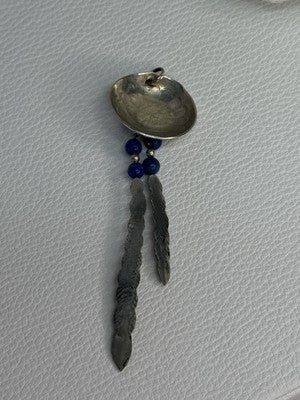 Vintage Native American 925 Sterling Silver Lapis Pendant Length 2.70 Inch