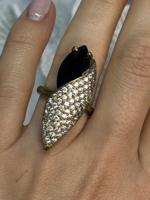 925 Sterling Silver Alpanite & CZ Ring Size 7 Length 1.45 Inch