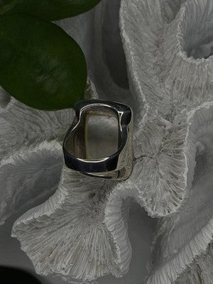 Elegant 925 Sterling Silver White Abalone Mother of Pearl Ring Size 7