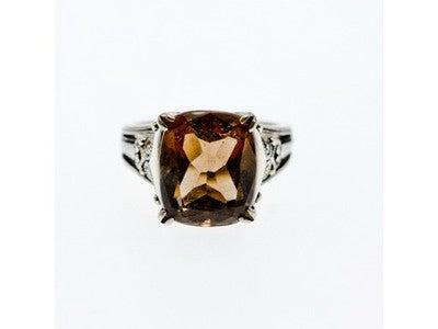 925 Sterling Silver Brown Smoky Quartz Ring Size 6.5