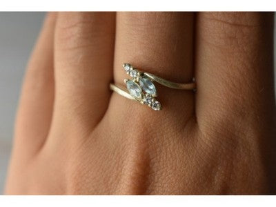 925 Sterling Silver Blue Spinel & CZ Ring Size 9