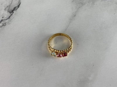 GOLD PLATED RING WITH MULTICOLOR CZ SIZE 6.5