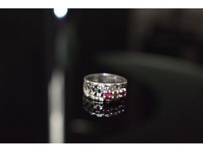 925 Sterling Silver Pink Topaz & Amethyst Ring Size 6.5
