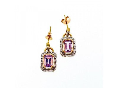 925 Sterling Silver Gold Plated Amethyst Stud Earrings