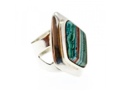 Vintage 925 Sterling Silver Jasper Ring Size 7