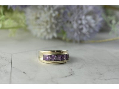 925 Sterling Silver Purple Tourmaline Ring Size 7