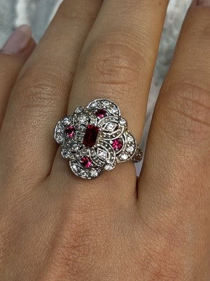 925 Sterling Silver Pink Spinel Ring Size 5