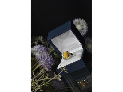 925 Sterling Silver Yellow Jasper Ring Size 7.5