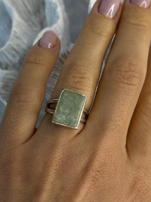 925 Sterling Silver Jade Nephrite Ring Size 6.5