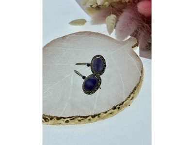 Vintage 925 Sterling Silver Agate & Marcasites Earrings