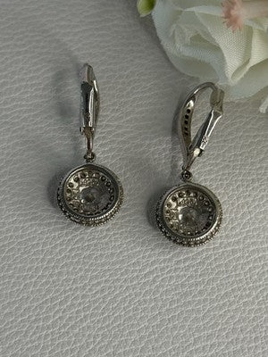 Shiny 925 Sterling Silver CZ Earrings Length 1.30 Inch