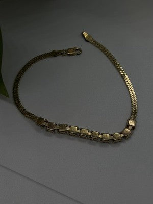 925 Sterling Silver 14K Yellow Gold Plated Aquamarine Bracelet 7