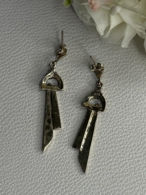 Elegant 925 Sterling Silver Marcasite Earrings Length 1.80 Inch