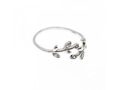 925 Sterling Silver CZ "Spring" Ring Size 7-8 ( Adjustable )
