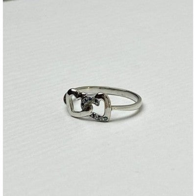 925 Sterling Silver Aquamarine "Hearts" Ring Size 7
