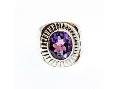 Vintage 925 Sterling Silver Amethyst Ring Size 8