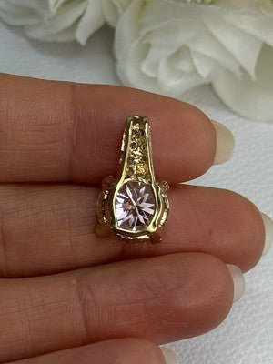 925 Sterling Silver Gold Plated CZ Pendant Length 0.80 Inch