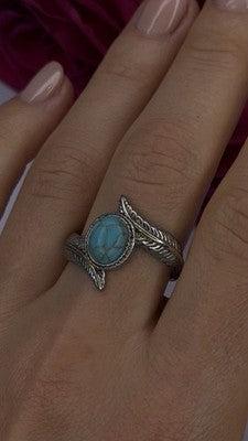 Vintage 925 Sterling Silver Blue Turquoise Ring Size 10