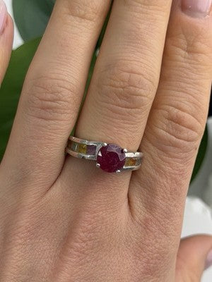 TGGC 925 Sterling Silver Ruby & Multi Color Spinel Stones Ring Size 8