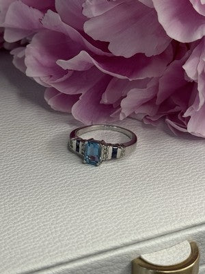 925 Sterling Silver Topaz Sapphire Beryl Ring Size 8