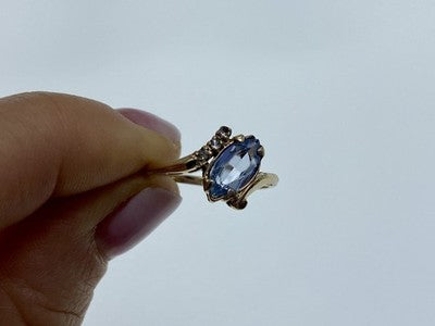 10K Yellow Gold Topaz & Diamonds Ring Size 6.5