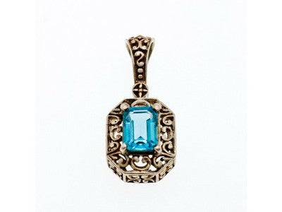 925 Sterling Silver Blue Topaz Pendant