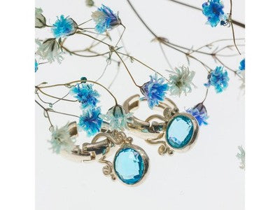 Vintage 925 Sterling Silver Topaz Earrings