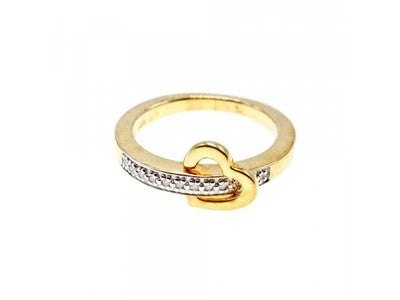 925 Sterling Silver Gold Plated Sapphires "Heart" Ring Size 8