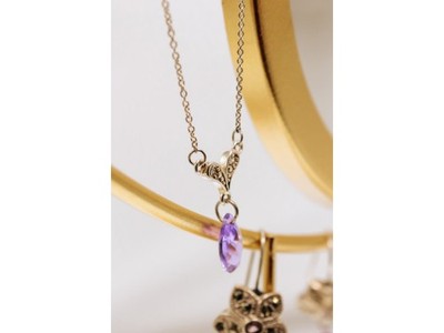925 Sterling Silver Amethyst & CZ Necklace Pendant
