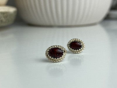 925 Sterling Silver Agate Stud Earrings